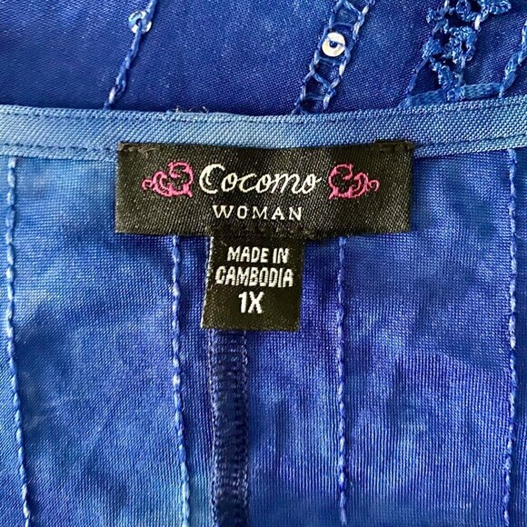 Cocomo Woman Blue Pull Over Short Sleeve Dress Size 1X - Picture 7 of 9